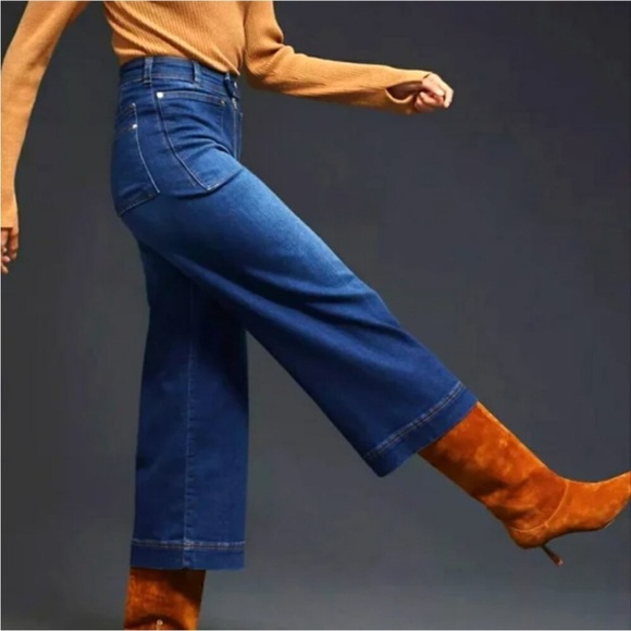 Anthropologie Pilcro Skipper Colette Wide Leg Crop Jeans High Rise Size 28 NWT - Picture 8 of 12
